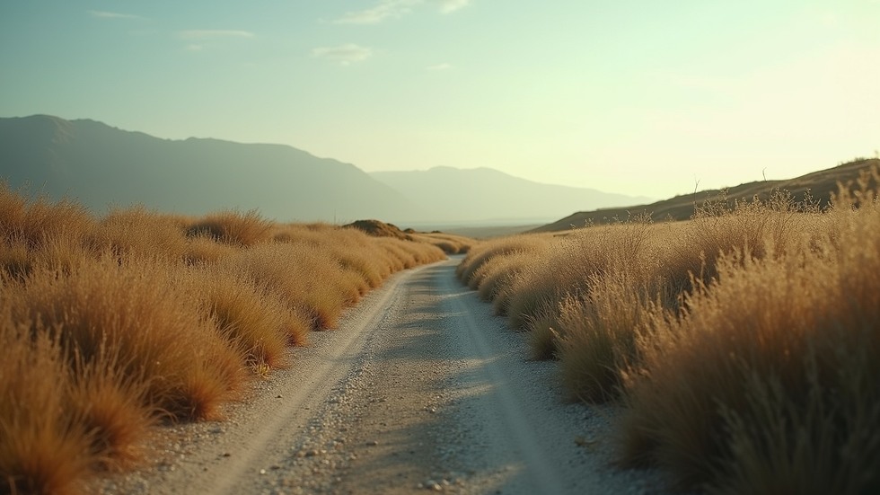 Eye-level view of a serene landscape with a winding path