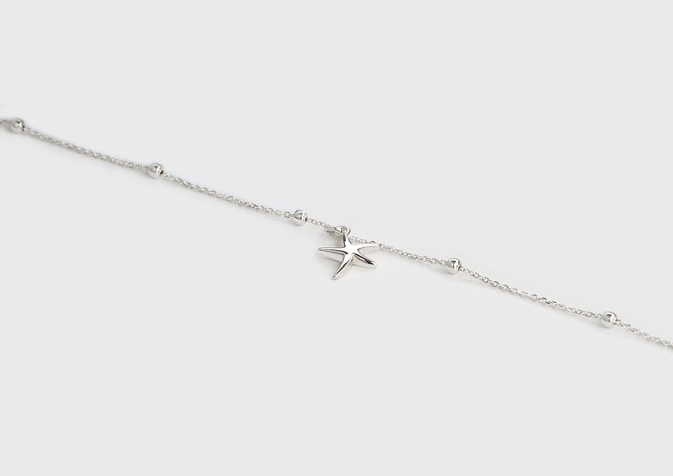 Thumbnail: Anker Fusskette mit Seestern-Anhänger und Kugeln