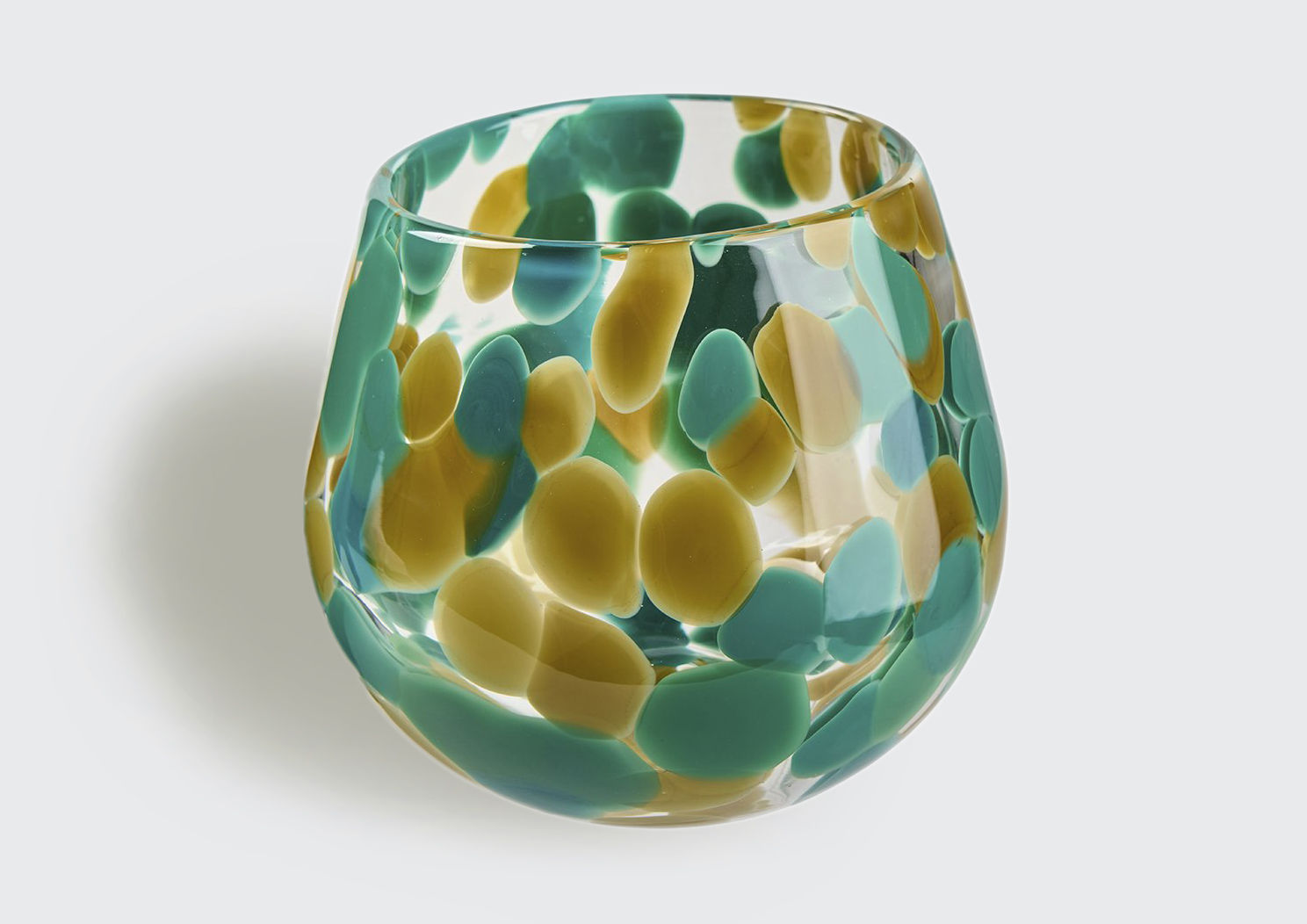 Teelichthalter grün gepunktet