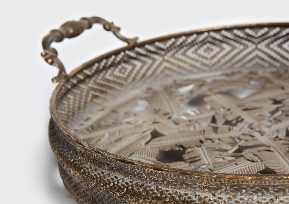 Thumbnail: Tablett Eisen rund mit 2 Haltern