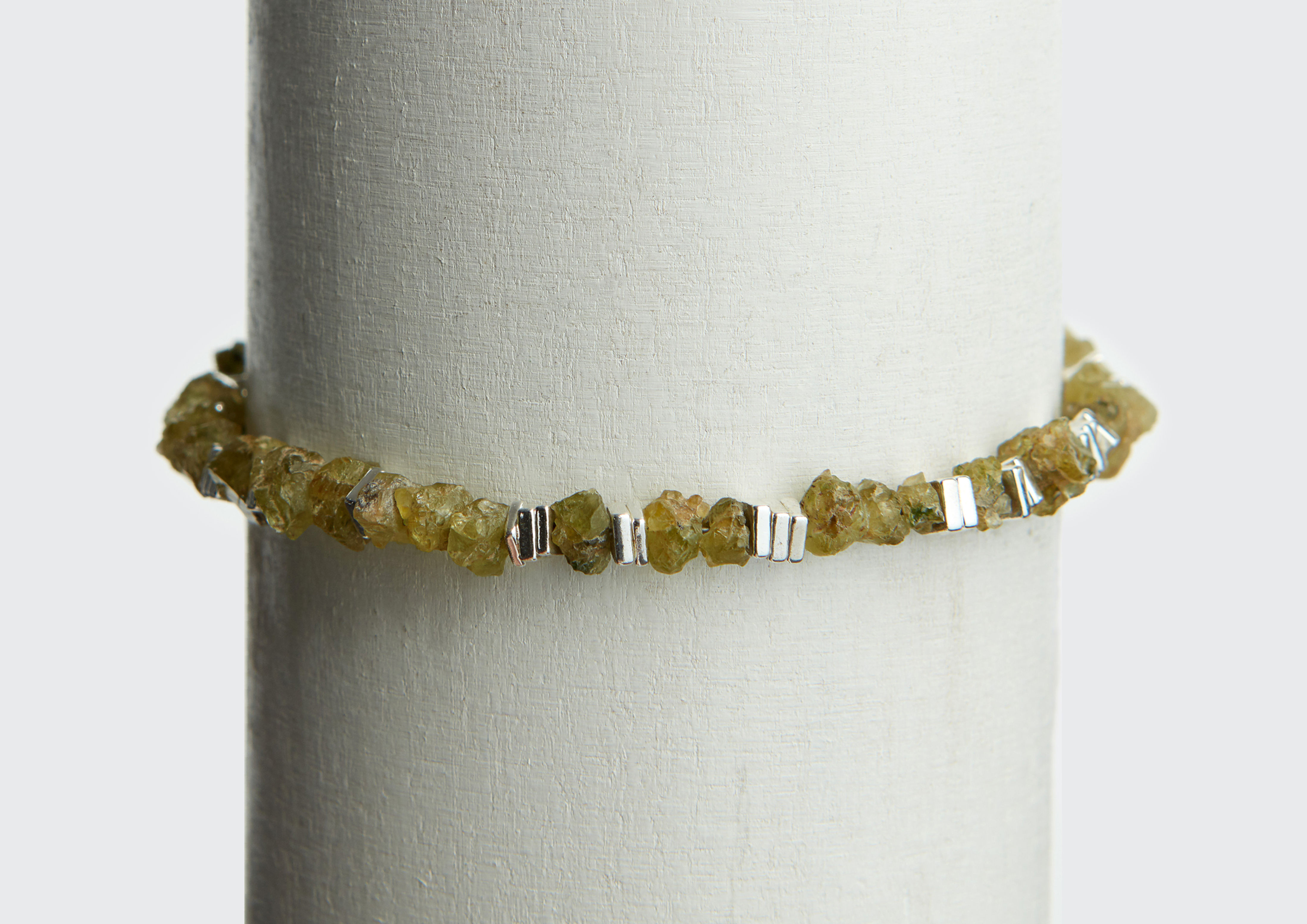 Peridot Armkette mit Hämatit versilbert