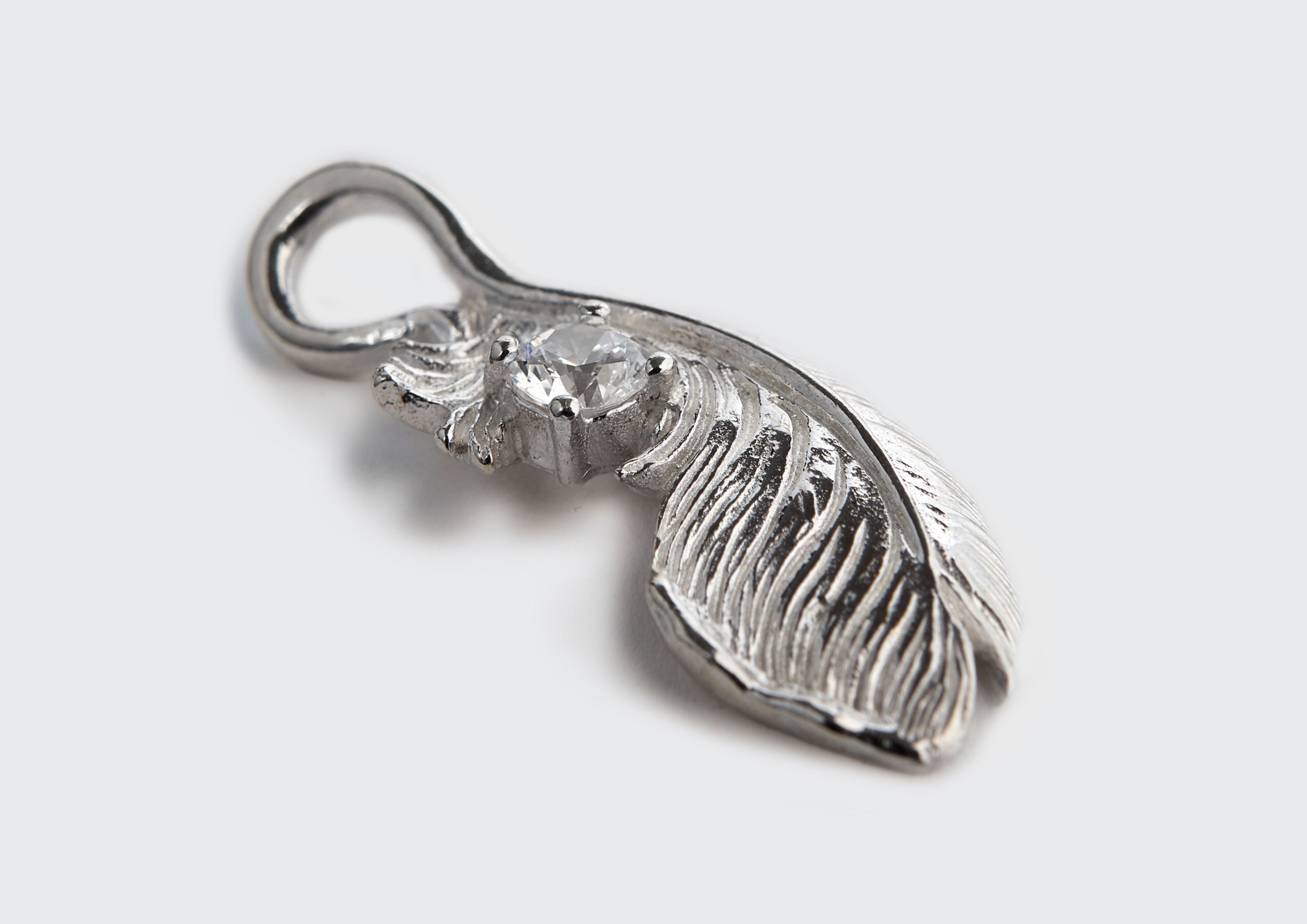 Feder Anhänger mit Zirkonia