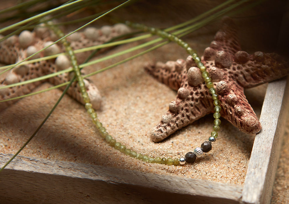 Thumbnail: Halskette Grossular 3 mm mit Flintstone