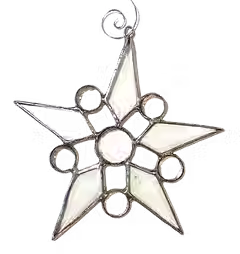 Thumbnail: Star with Bevels and Gem: Stained Glass Window or Tree Ornament (4 x 4)