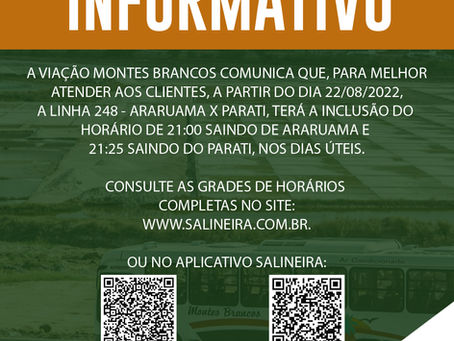 ATENÇÃO! Novos horários na linha 248 Araruama x Parati