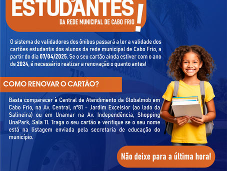 Atenção, estudantes da rede municipal de Cabo Frio!