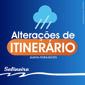 Alterações de itinerário nesta quinta-feira (03) 