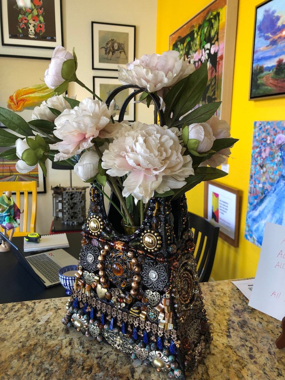 Beaded purse vase