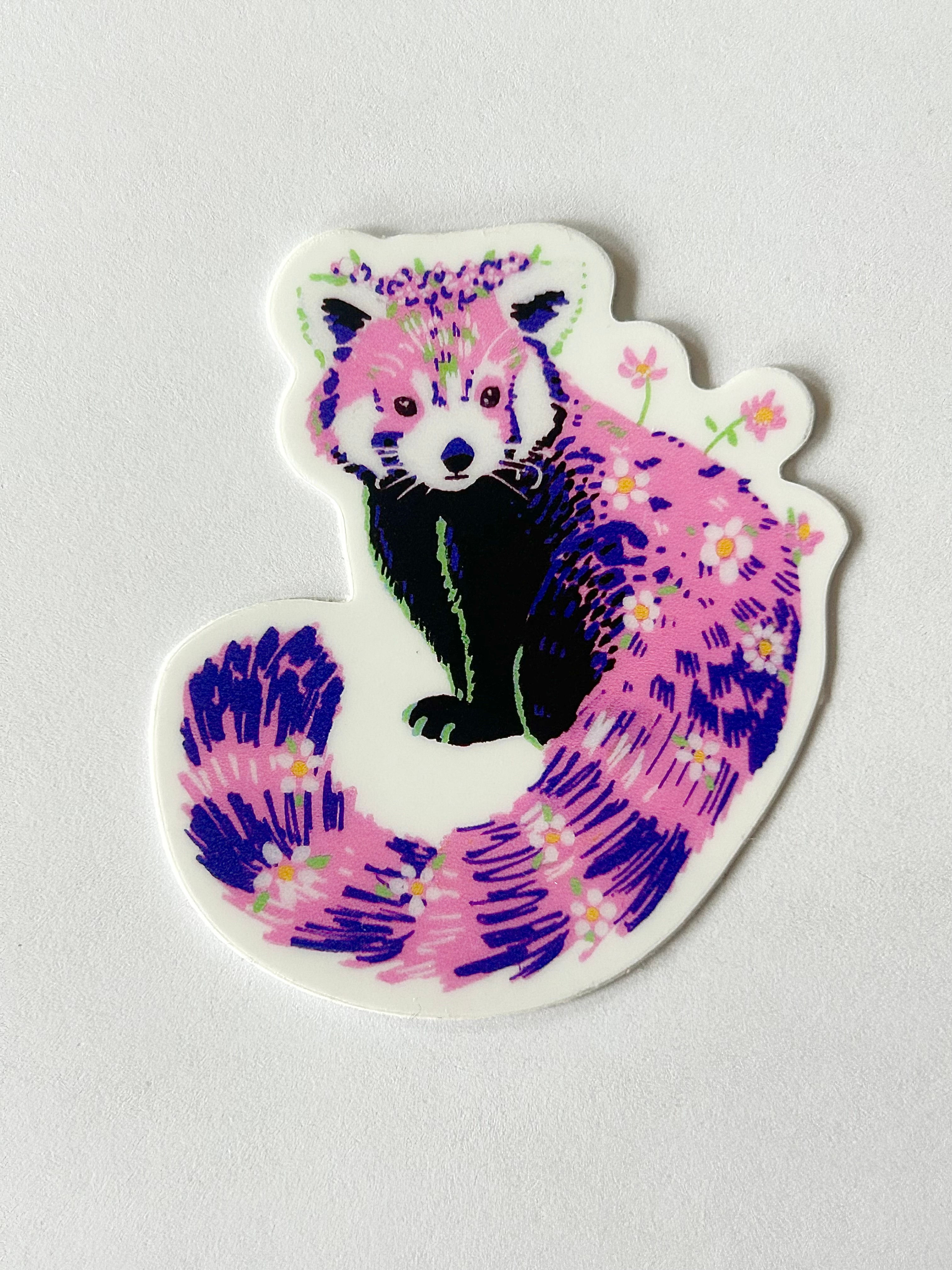 Pink Flower Red Panda Sticker