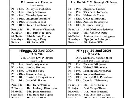 Warta Jemaat (Minggu, 23 Juni 2024)