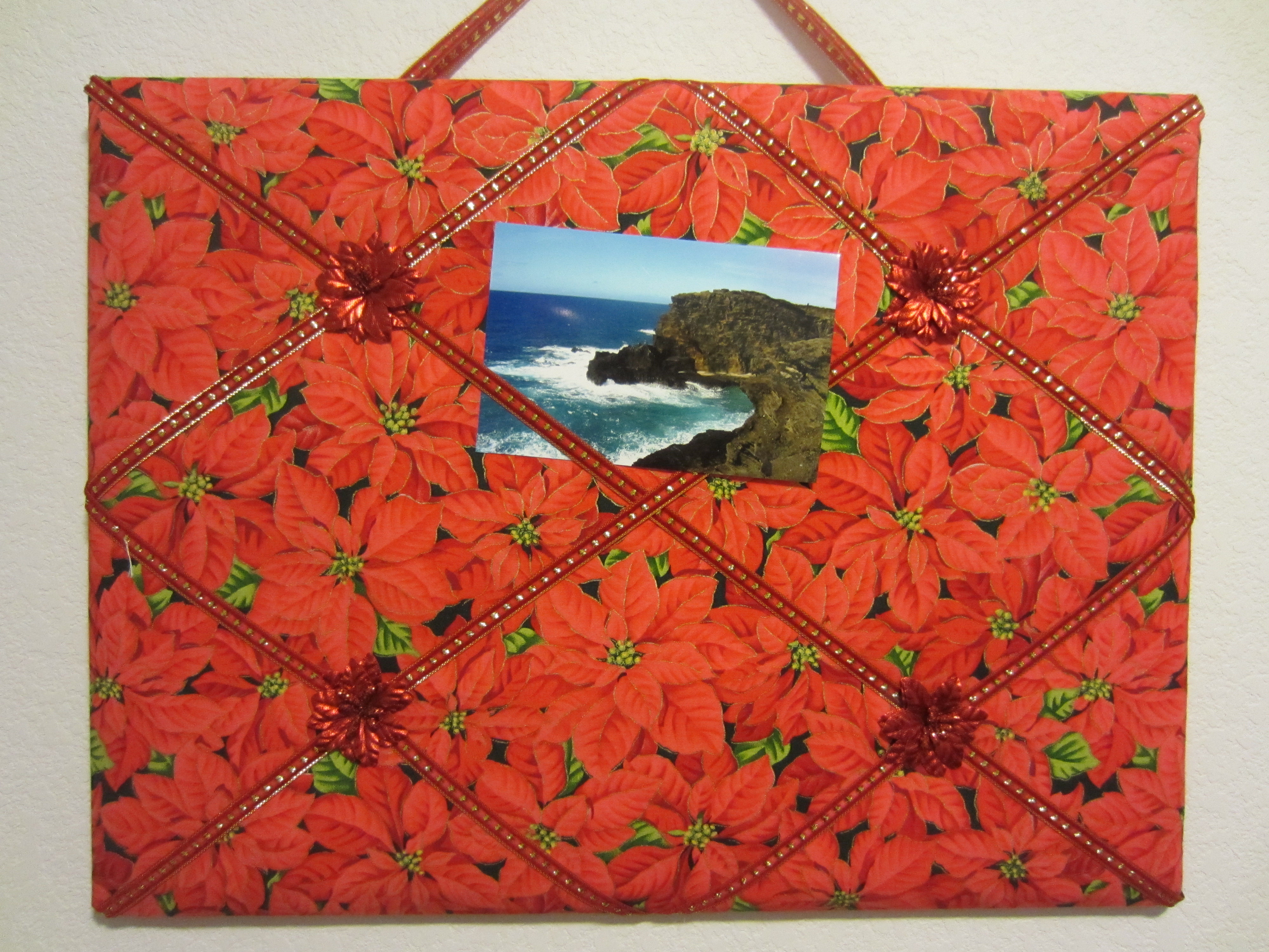 Pointsettias with Red Velvet Ribbon