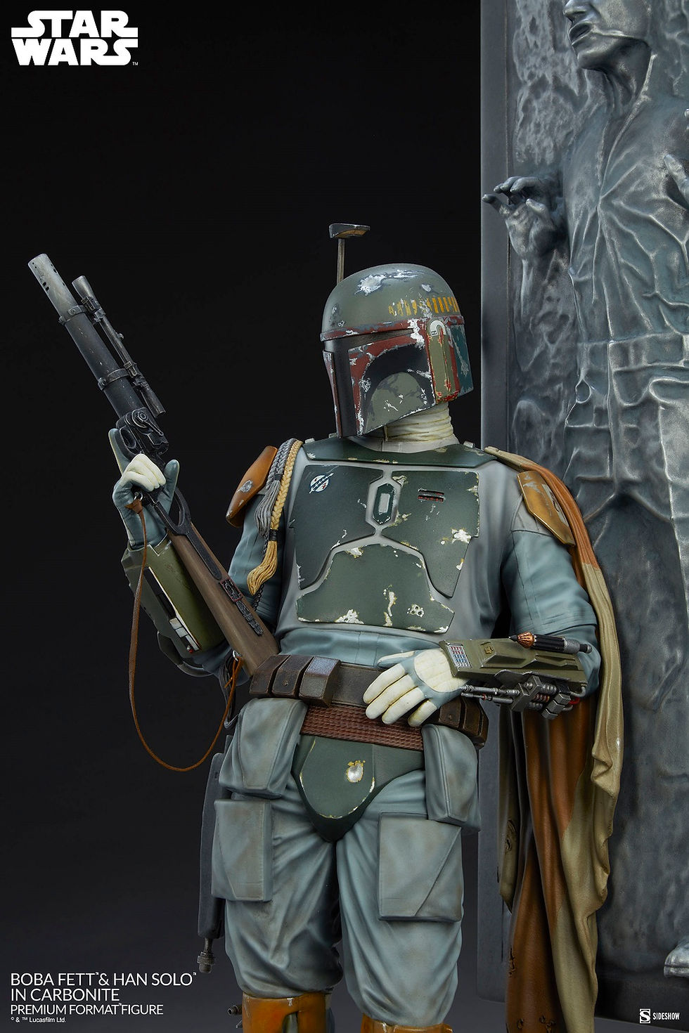 Thumbnail: Sideshow 400373 Boba Fett and Han Solo in Carbonite Premium Format Statue
