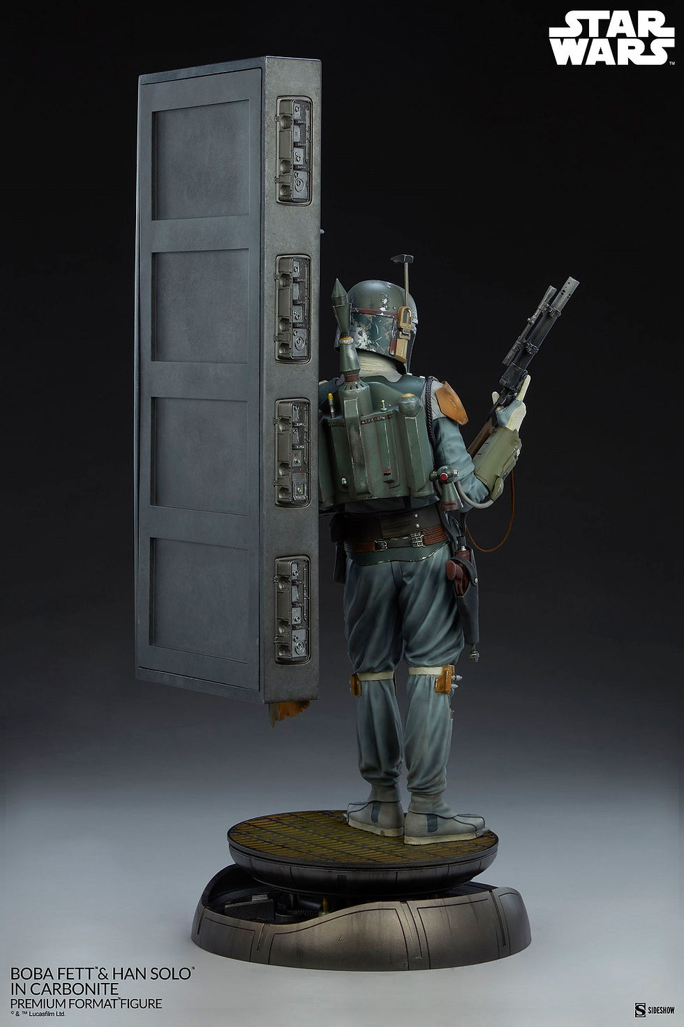 Thumbnail: Sideshow 400373 Boba Fett and Han Solo in Carbonite Premium Format Statue