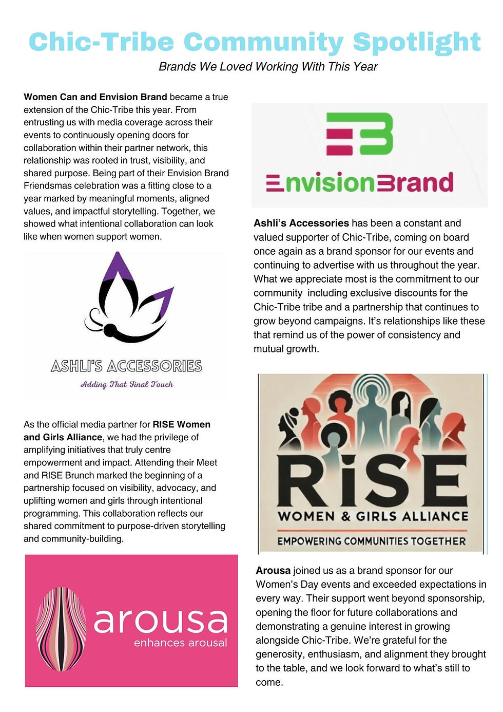 To every brand that trusted our platform, shared our vision, and walked the journey with us this year — thank you for being part of the Chic-Tribe. 