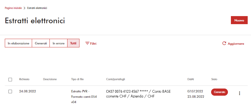 Estratti elettronici, elenco documenti, Genera, data, tipo file, Web app gestione cliniche, numcura.com