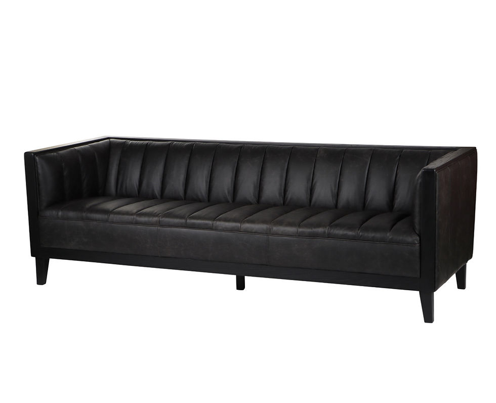Thumbnail: Black leather sofa with vertical stitching detail for modern living room