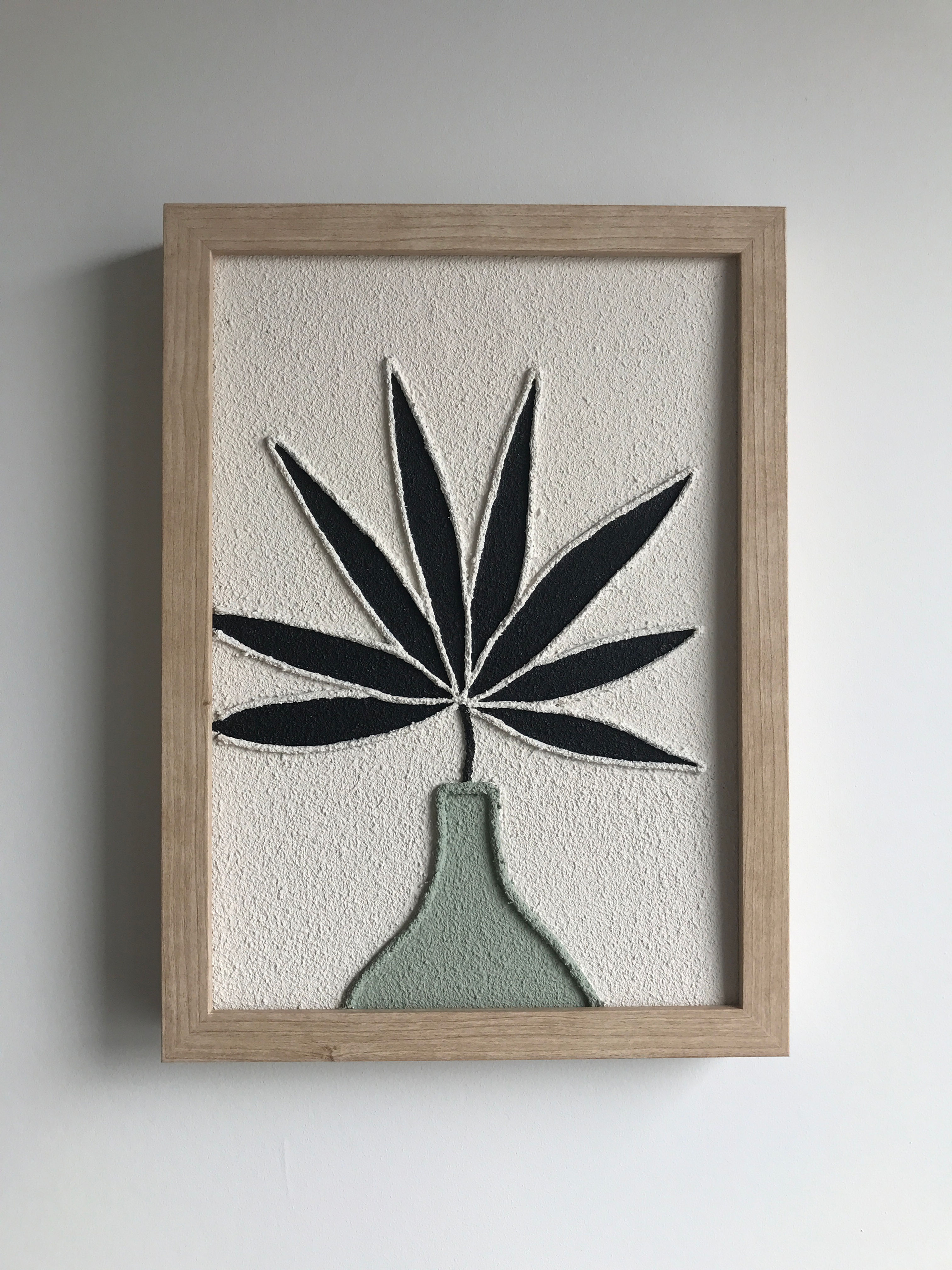 FiberART schilderij ‘PALM LEAF' handgemaakt