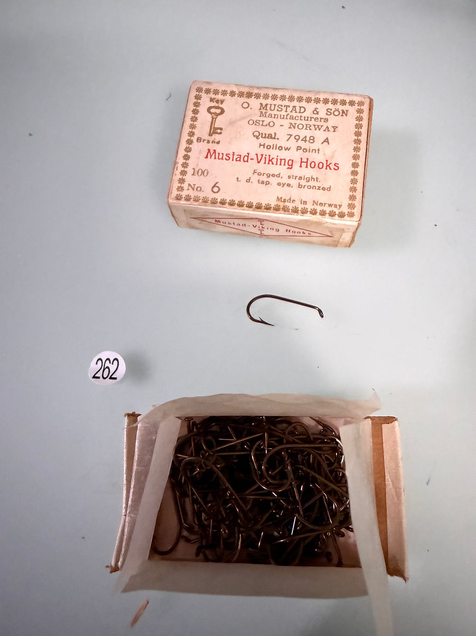 Thumbnail: Antique Mustad Viking 7948 A Hollow Point Hooks Cullen Collection