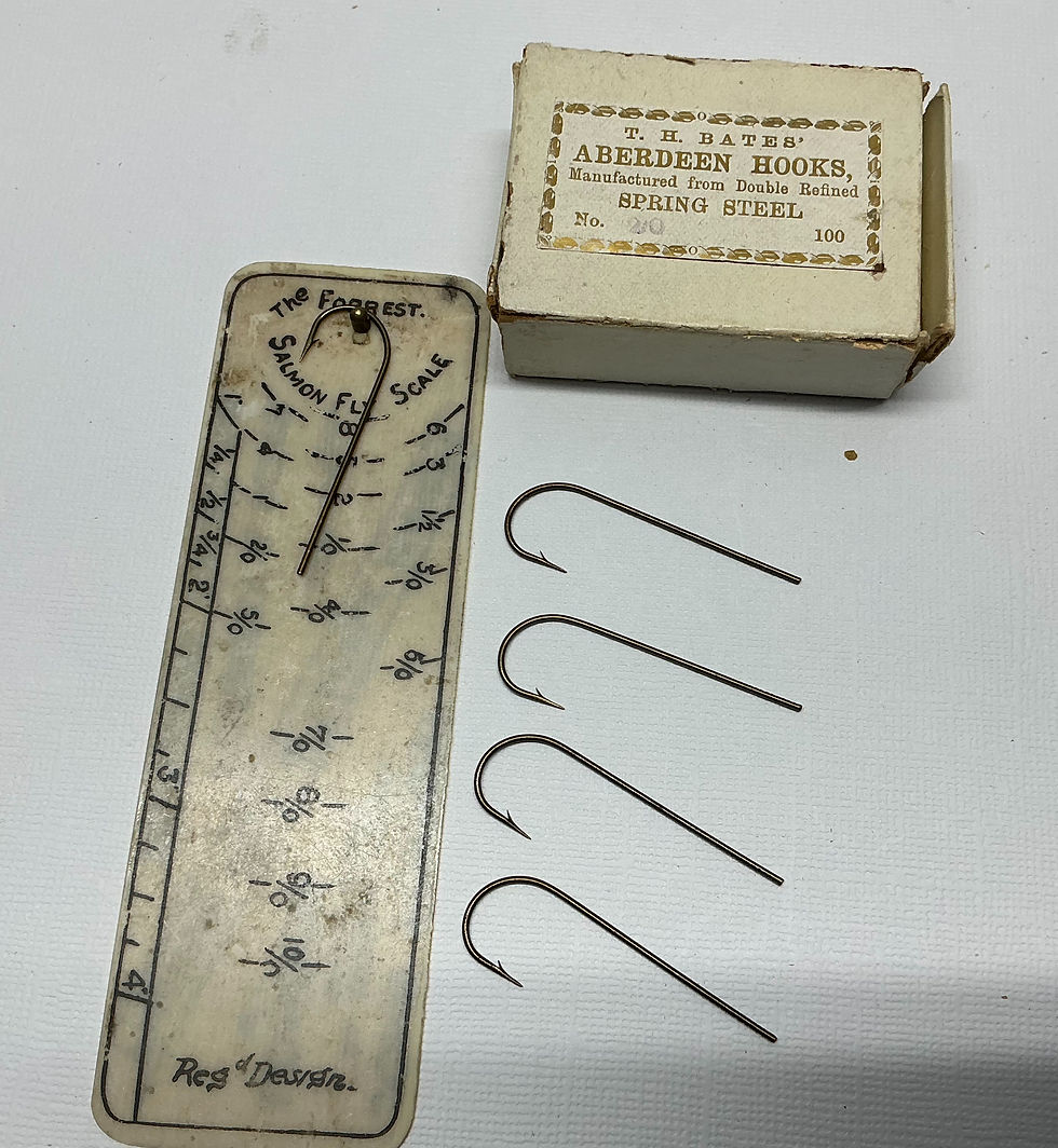 Thumbnail: 6 Variants of Antique T.H.Bates Aberdeen Spring Steel Round Bend Blind Eye Hooks