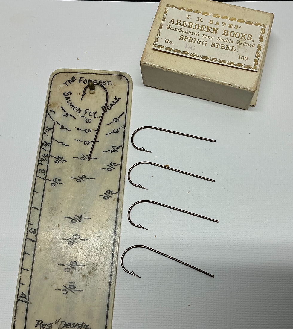 Thumbnail: 6 Variants of Antique T.H.Bates Aberdeen Spring Steel Round Bend Blind Eye Hooks