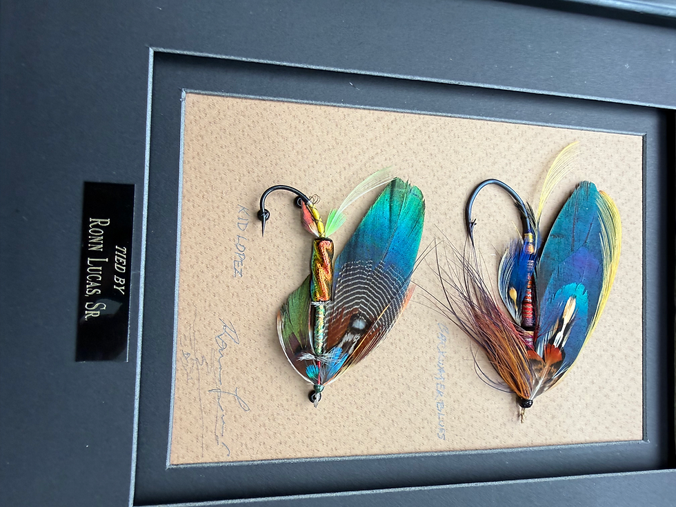 Thumbnail: VERY COLLECTABLE Collectable Ronn Lucas framed  Salmon Fly's w/Antique Lit