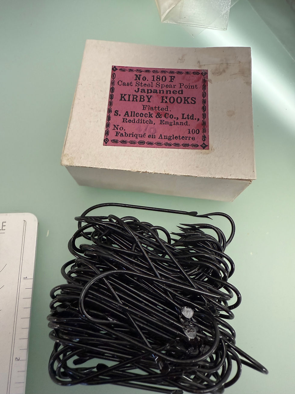 Thumbnail: S. Allcock Redditch, England Japanned Kirby Blind eye Hooks