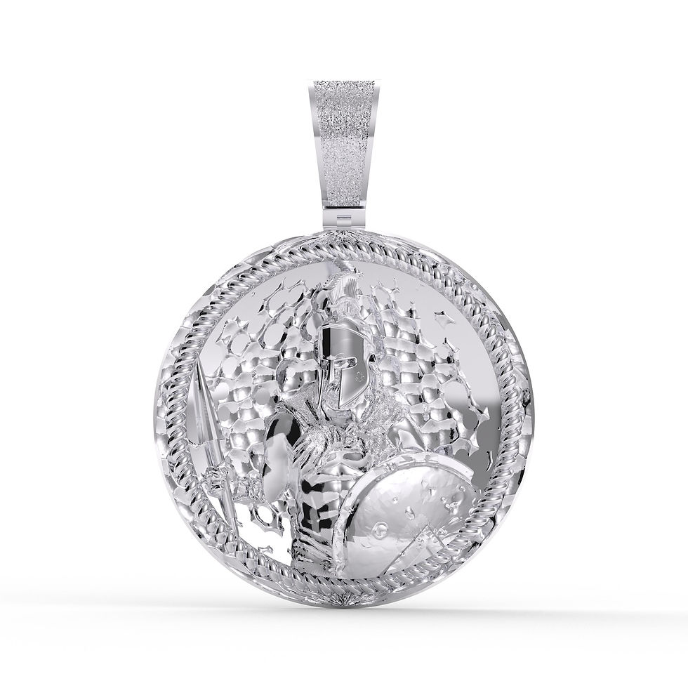 Warrior Pendant in 925 Sterling Silver, Gladiator Necklace with Iced Out Charm