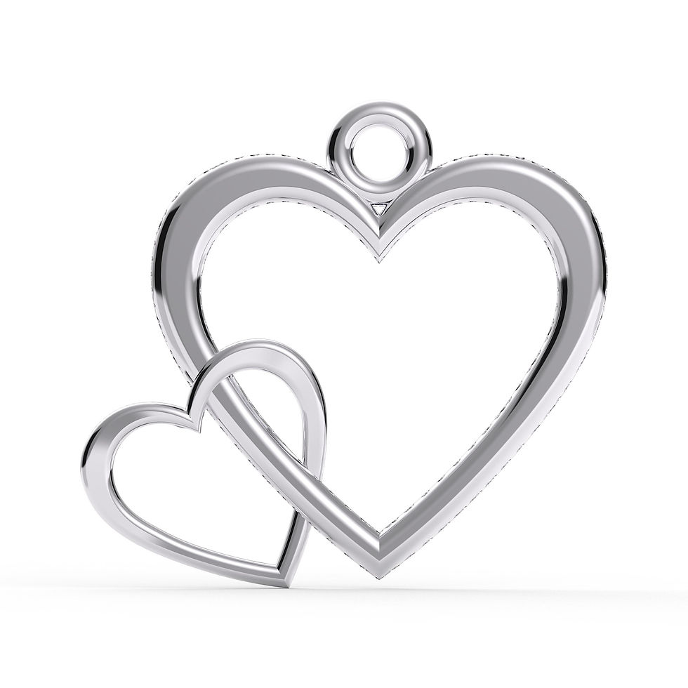 Interlocking Heart Pendant in Sterling Silver with Friendship Charm