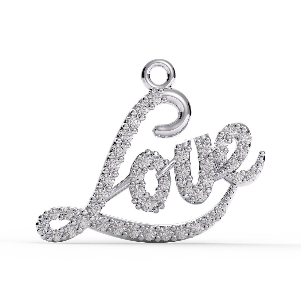 925 Sterling Silver Love Script Pendant with CZ Charm