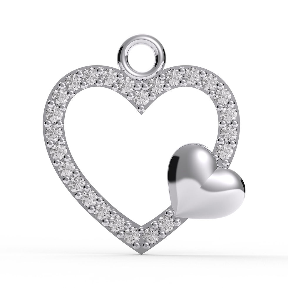 925 Silver Double Heart Pendant Mother Daughter Necklace with CZ Charm