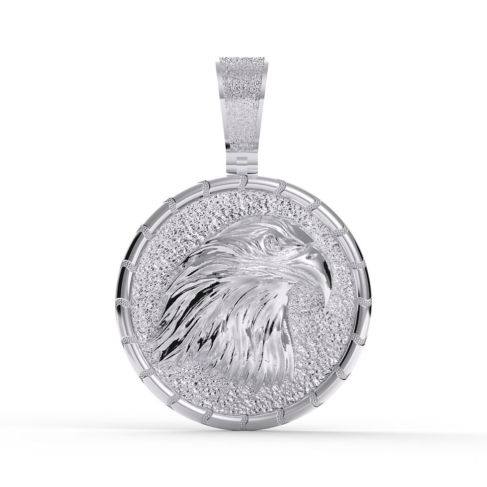 Eagle Head Pendant in 925 Sterling Silver, Patriotic Statement Necklace
