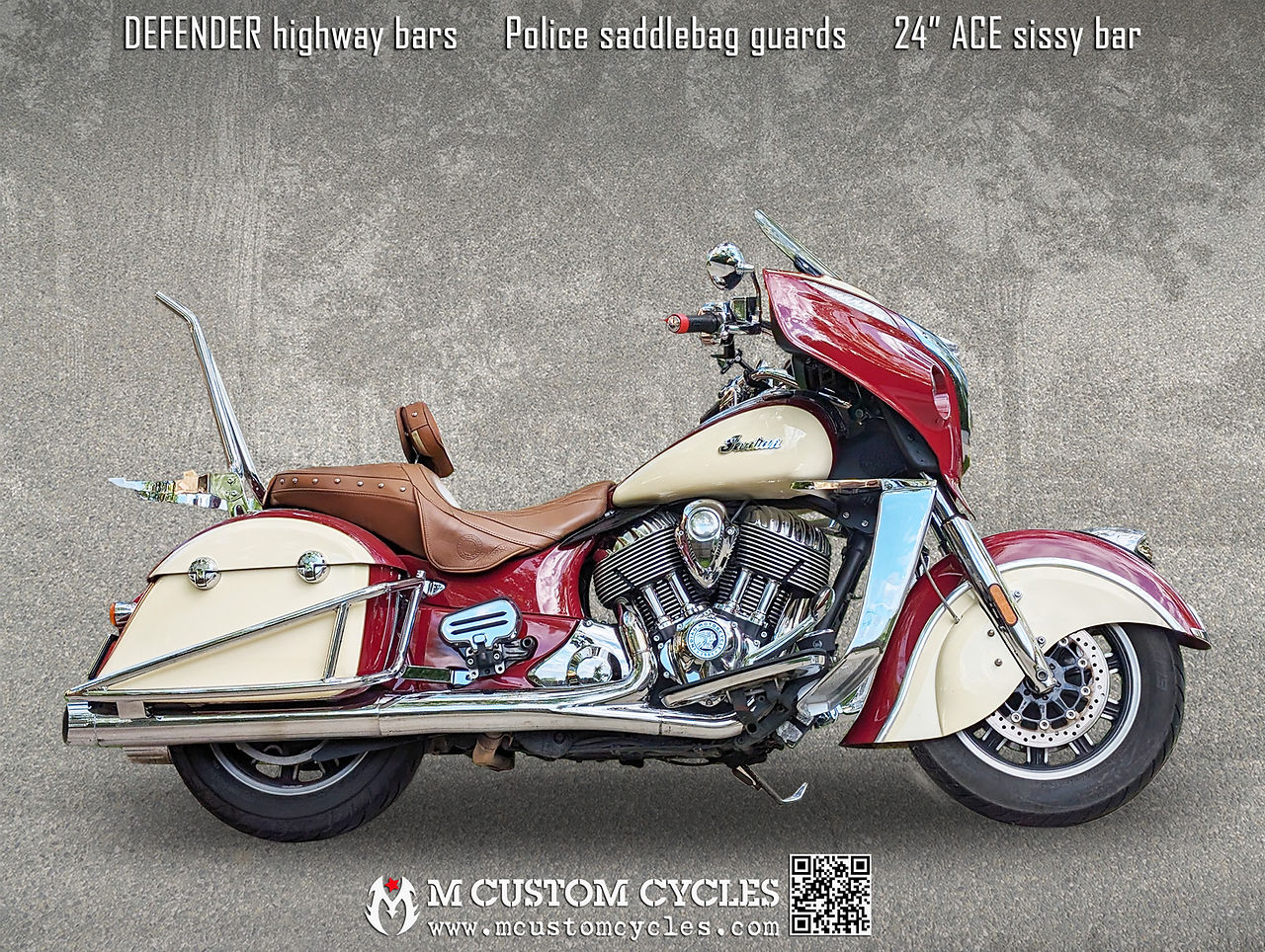 Indian Roadmaster (rounded bags) with Police Saddlebag Crash Drop Guards