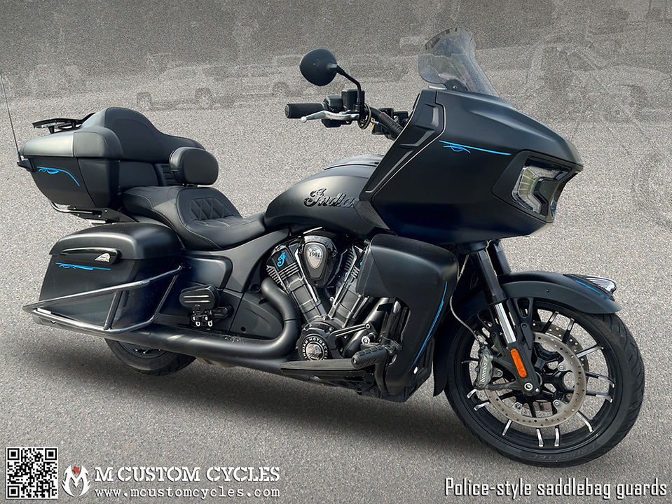 Indian Pursuit motorcycle with Police Saddlebag Crash Drop Guards