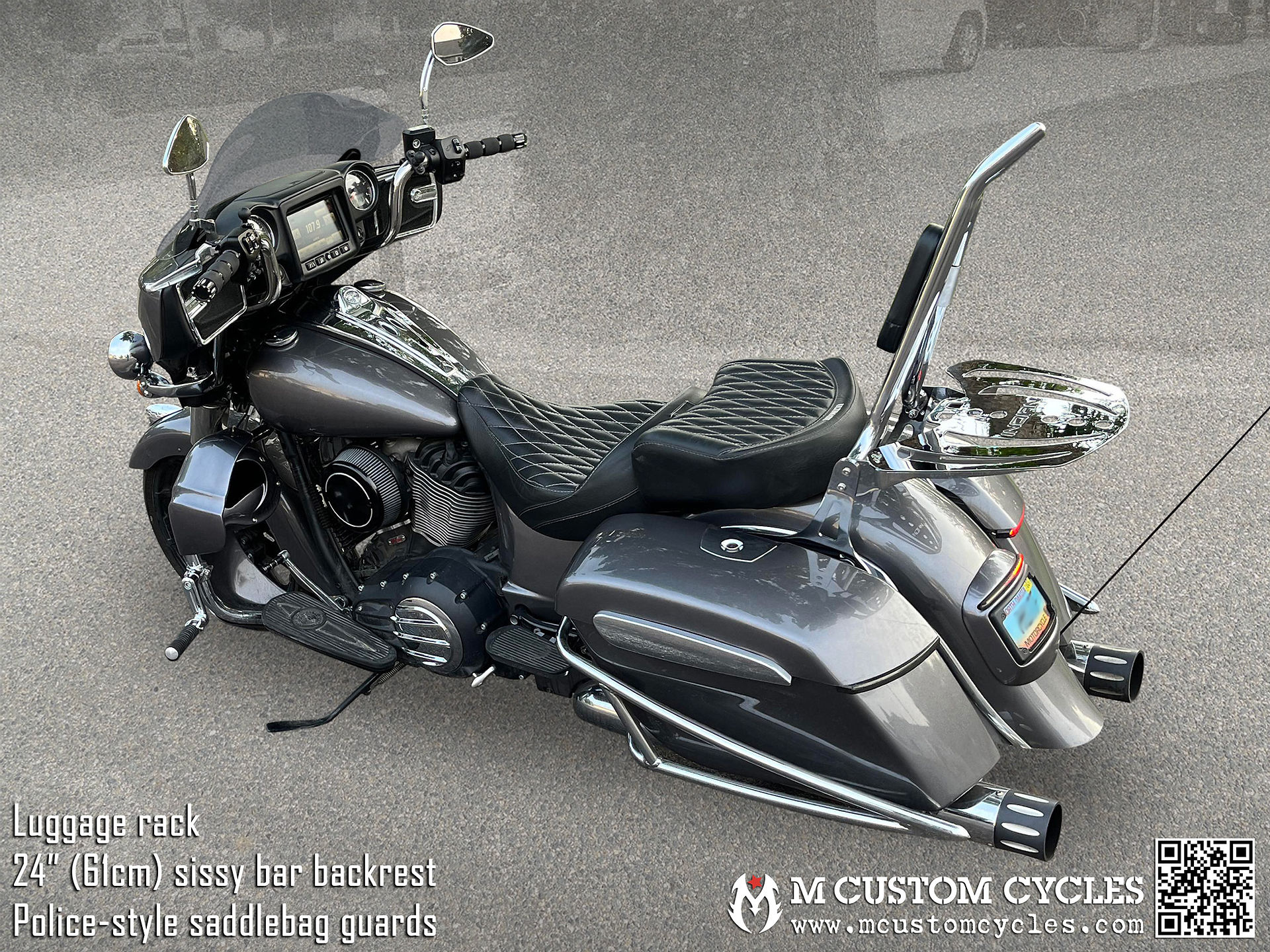 Indian Roadmaster with Police Saddlebag Crash Drop Guards