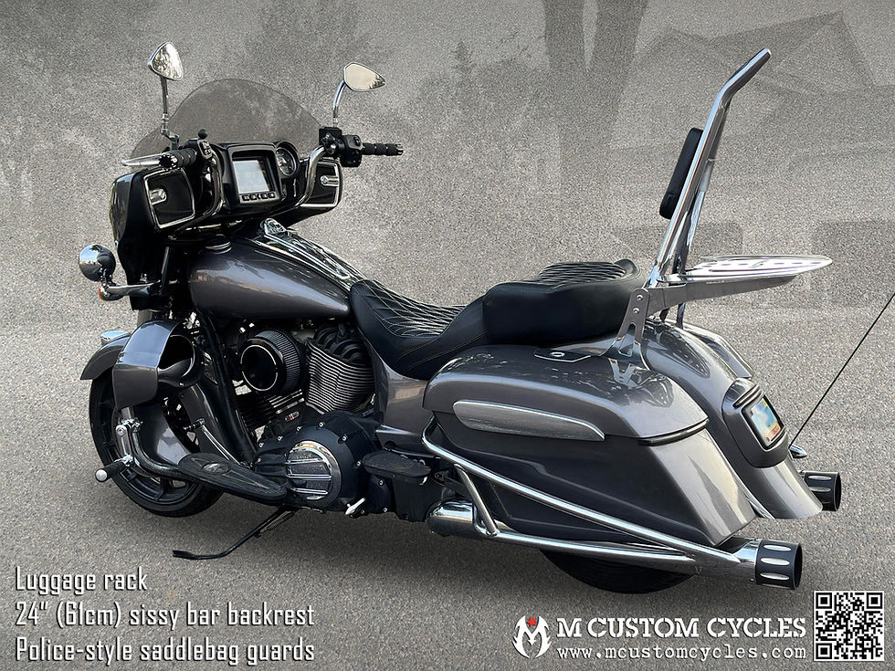 Thumbnail: Indian Roadmaster Police Saddlebag Crash Drop Guards (for new rectangular bags)