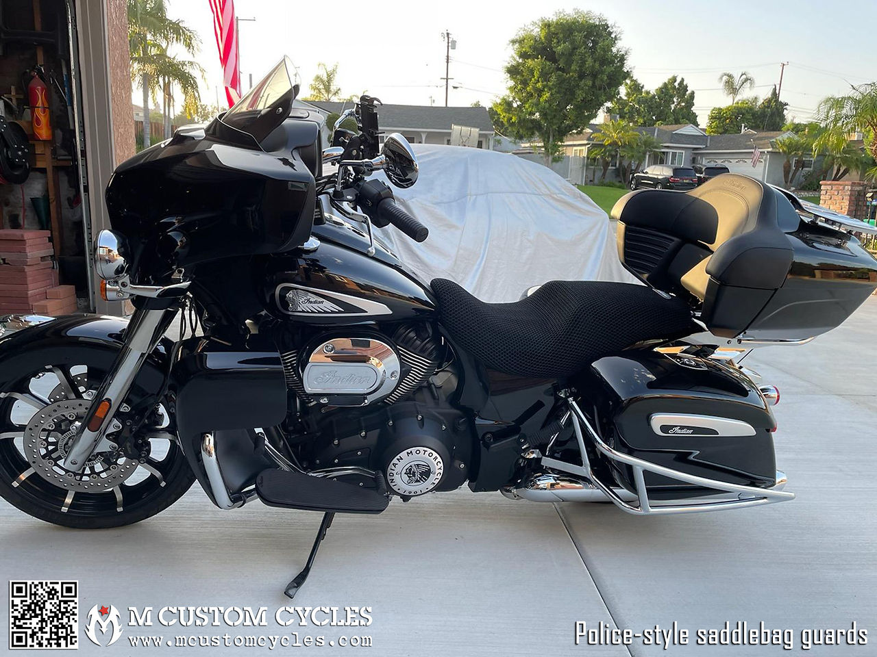 Indian Roadmaster with Police Saddlebag Crash Drop Guards