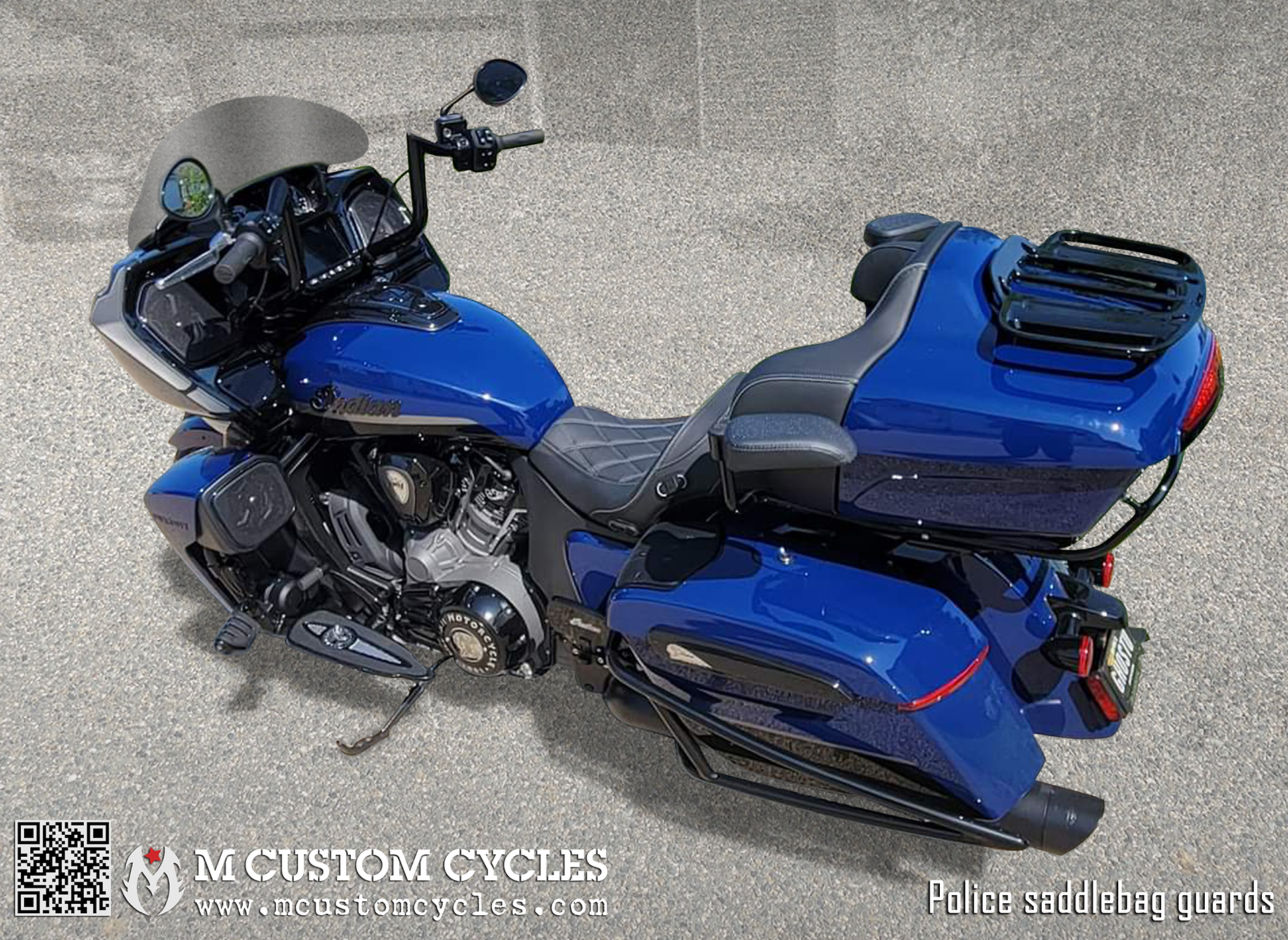Indian Pursuit motorcycle with Police Saddlebag Crash Drop Guards