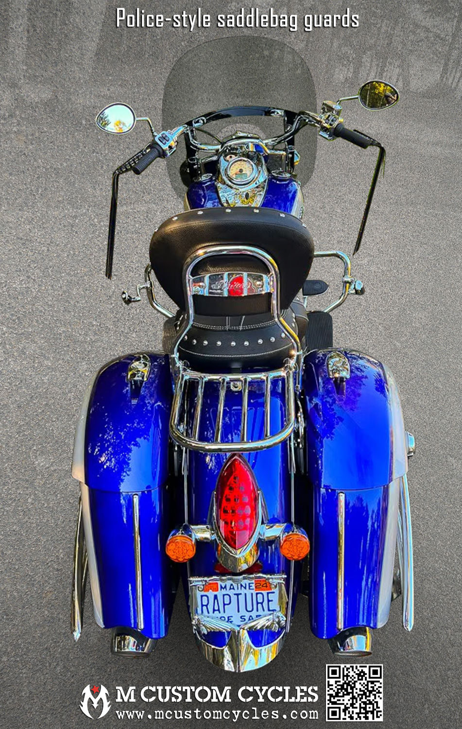 Thumbnail: Indian Springfield Police Saddlebag Crash Drop Guards (rounded classic bag style