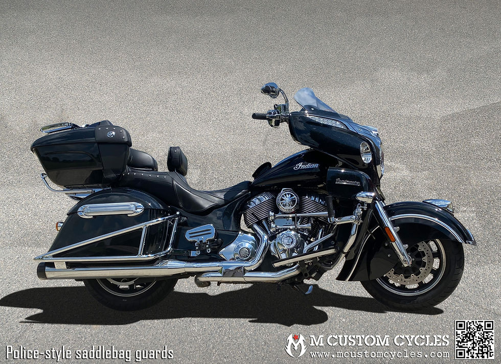 Thumbnail: Indian Roadmaster Police Saddlebag Drop Guards (rounded classic bag style)