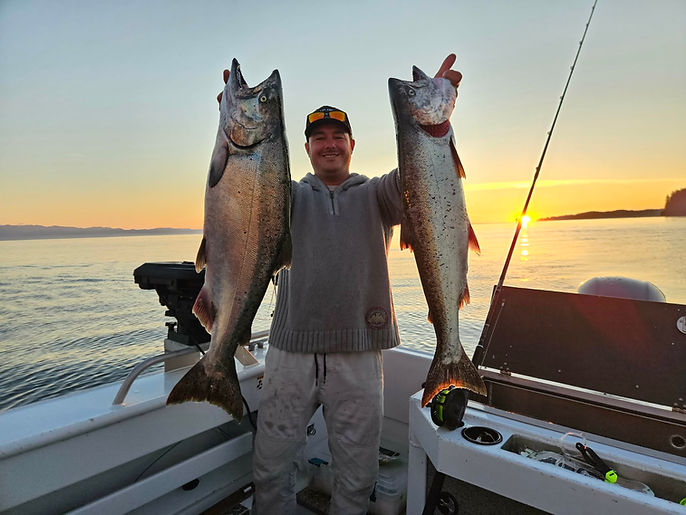 Chinook salmon caught on fishing charter Sooke BC