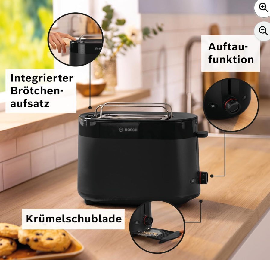 Miniatura: Toster Bosch MyMoment TAT2M123 800W Czarny Matowy