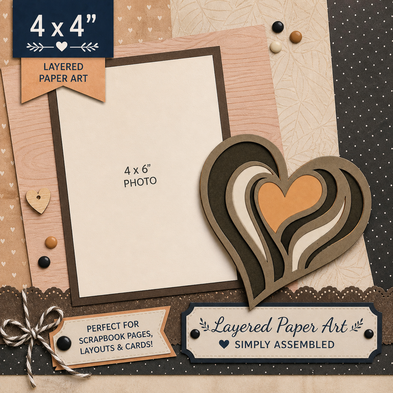 Latte Love – 4x4 Layered Paper Art