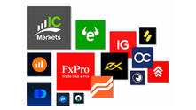 Logos de brokers internacionales comparados en el ranking 2025 de opciones financieras. Análisis retail vs institucional por Paco Vara.