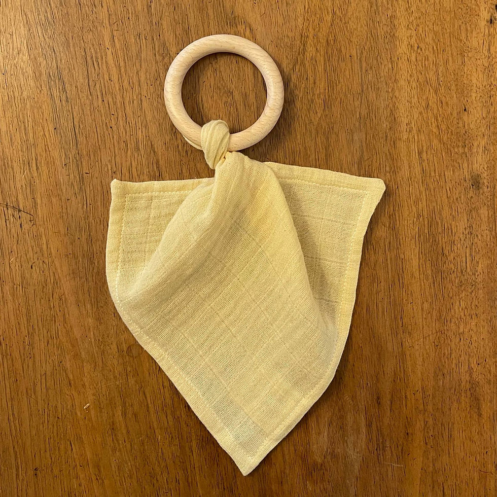 Thumbnail: Lila's Essentials - Ethical Lovey in organic cotton & Wooden teething ring