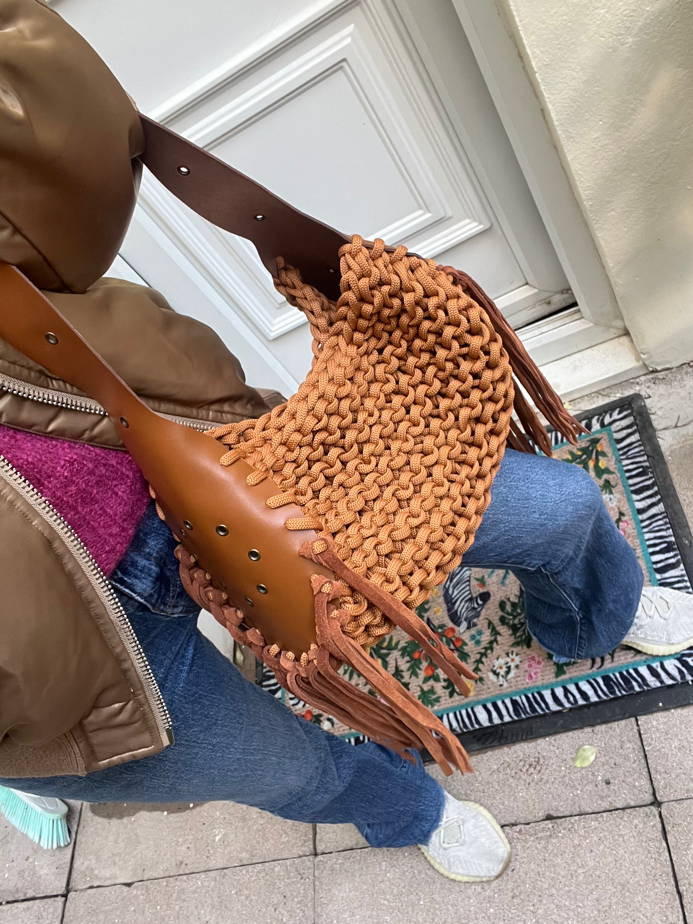 MMM By Joel - Madi Crochet bag in Brown - Leather and Fringe