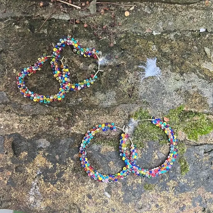 Thumbnail: Kharzit Beirut - Cap Multi-Coloured Beaded Earrings