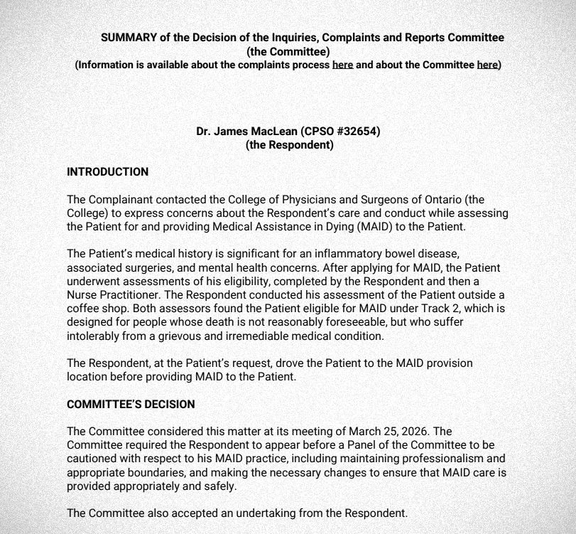 Inquiry summary decision