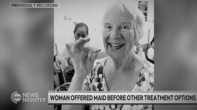 EWTN screenshot "Woman offered MAiD before other treatment"