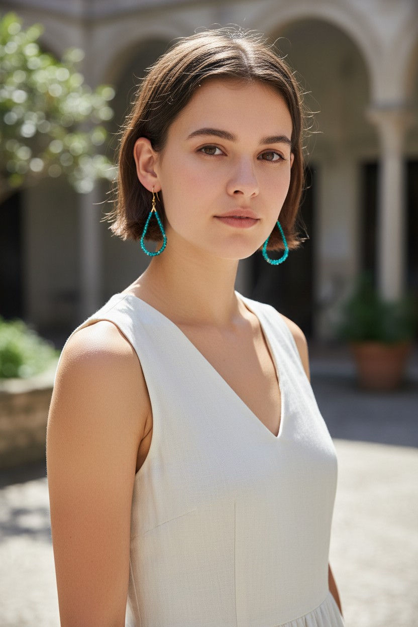 Thumbnail: Dark Turquoise Teardrop Earrings