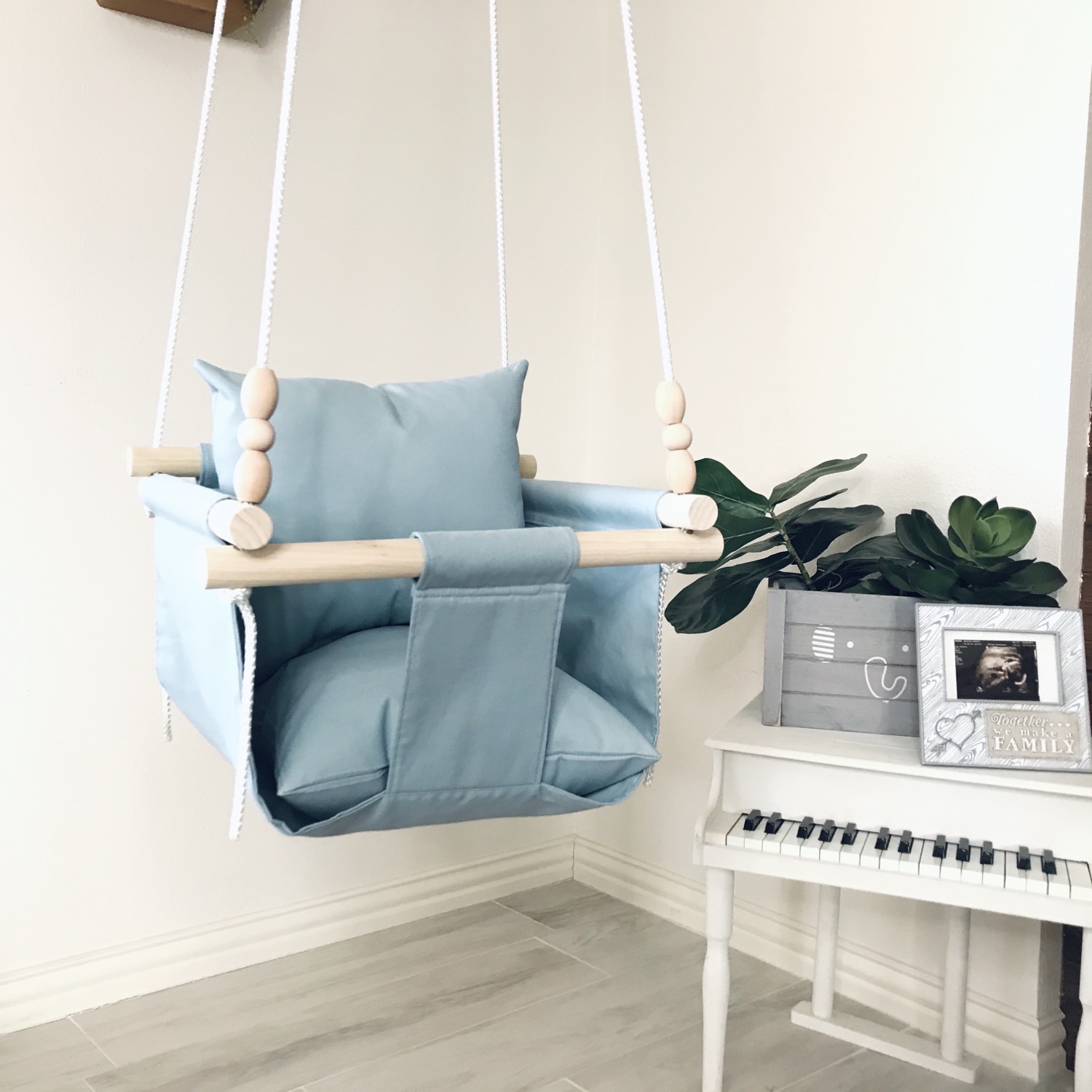 Thumbnail: Light Blue Regular Back Baby Swing